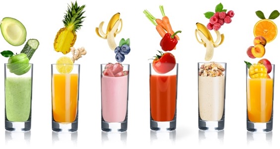 Fruits and vegetables transformation to drinks
